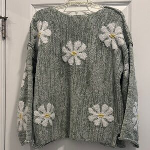 Easel Sage Green Floral Sweater
